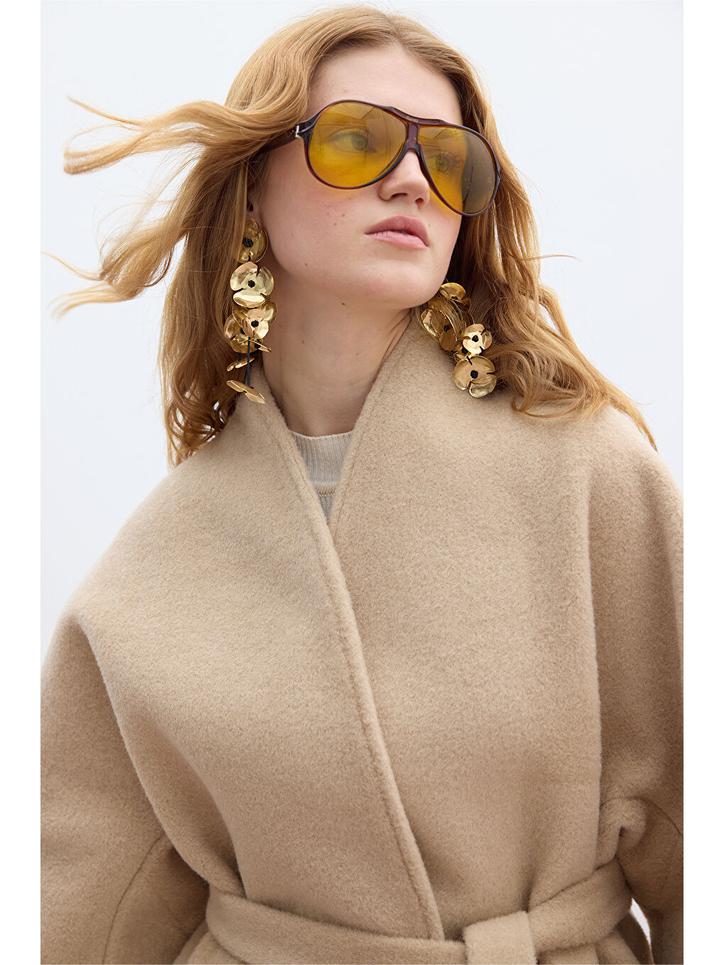 Kahverengi Kalın Kaşe Kimono Kaban Sütlü Kahve-2