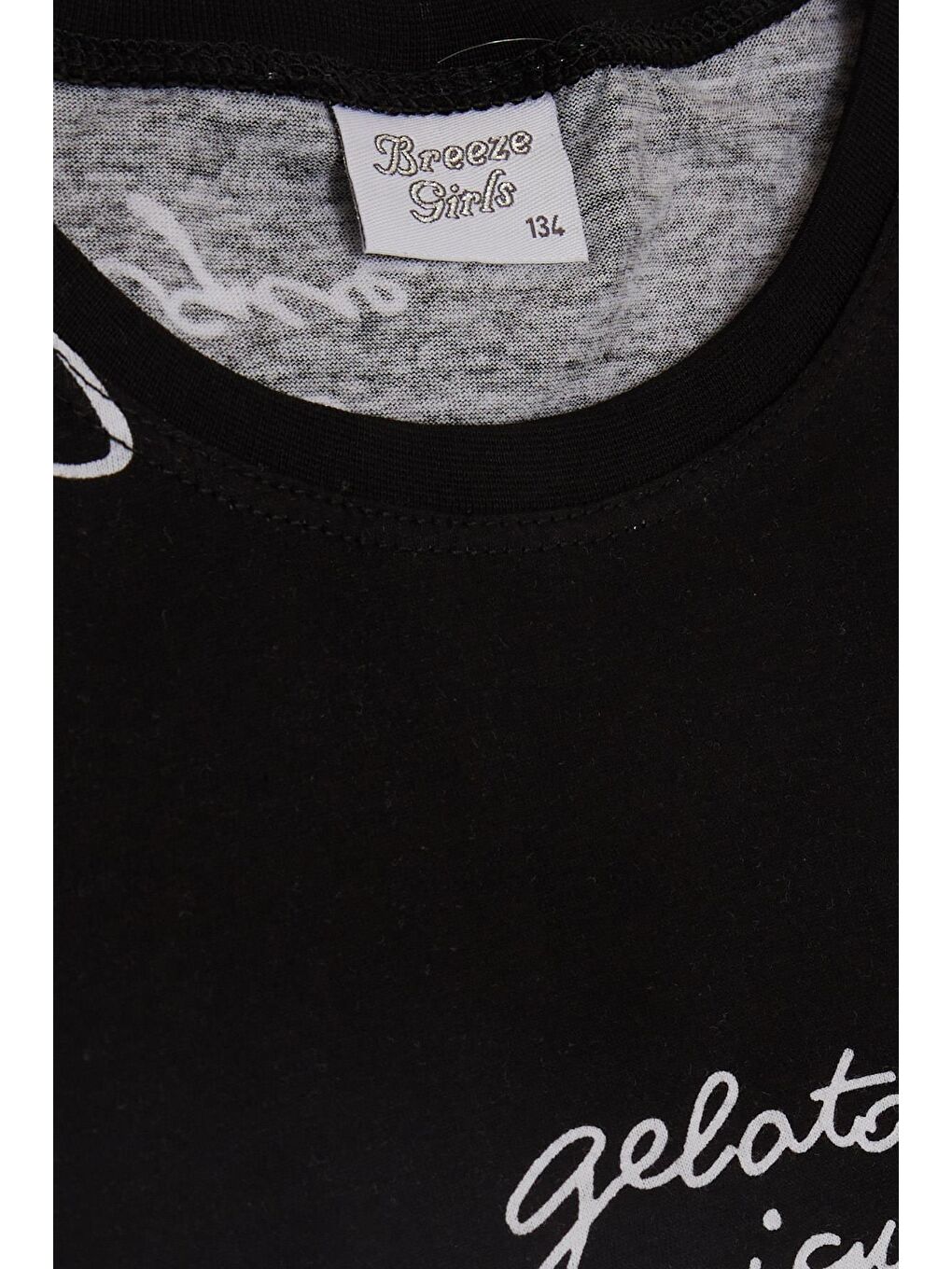 Kız Çocuk Pijama Takımı Kalpli Yazı Desenli Siyah (9 Yaş)-4