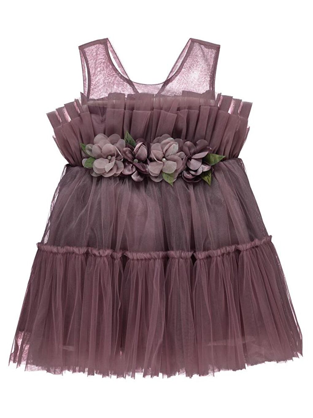 Mor Girls Beli Çiçekli 6-9 Yaş Abiye-1