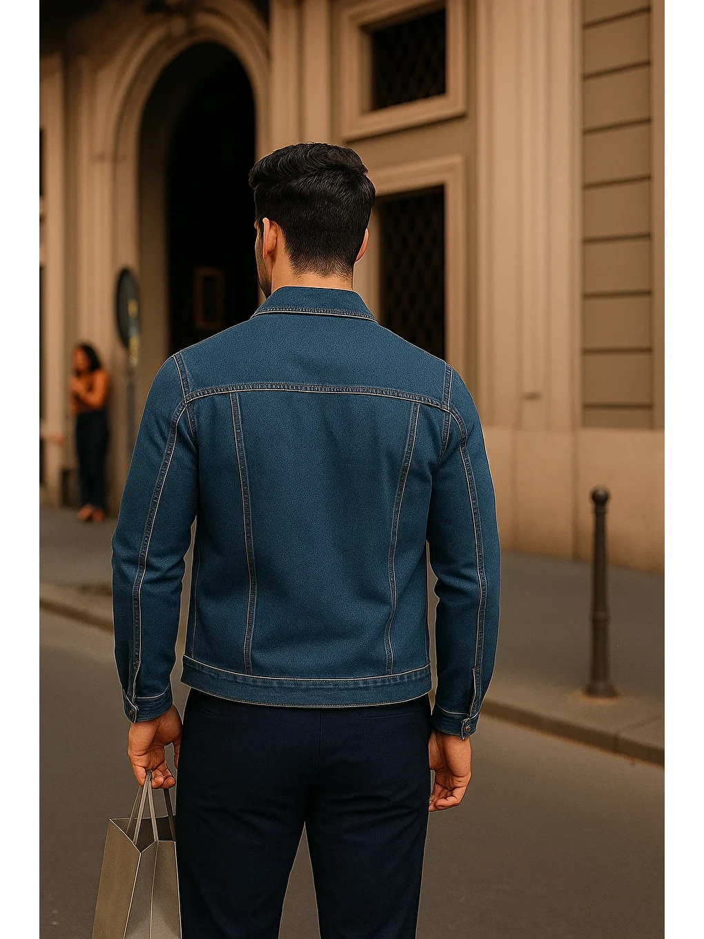 Erkek Günlük Mevsimlik Slim Fit Trend K.mavi Jean Ceket-5