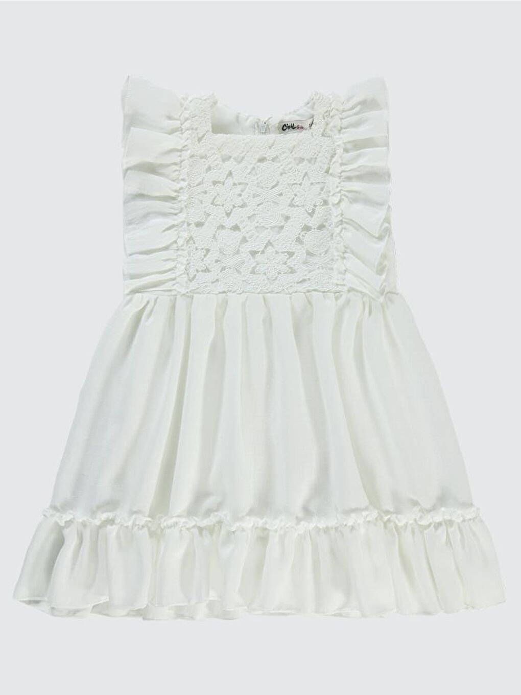Ekru Girls Fırfırlı 2-5 Yaş Elbise-1