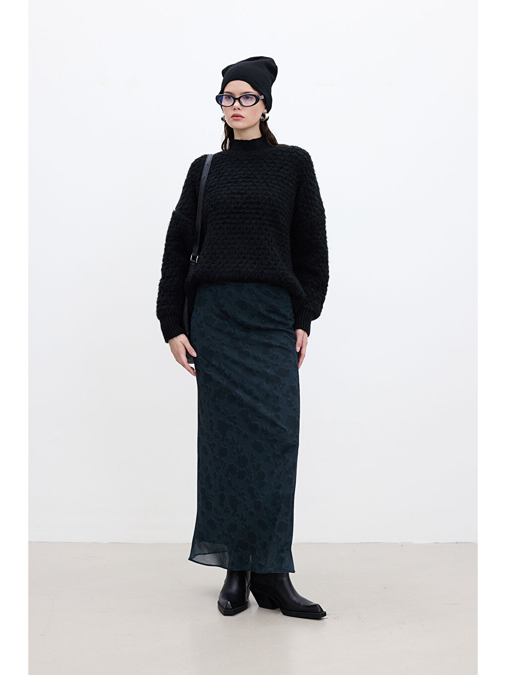 Karışık Desenli Tül Midi Boy Etek Aster-3