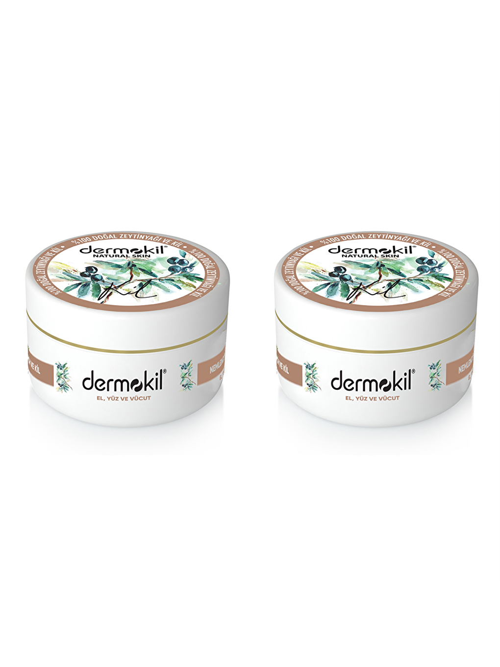 DERMOKIL Beyaz-Pudra El ve Yüz Kremi Zeytinyağı 300 ml 2'li Set