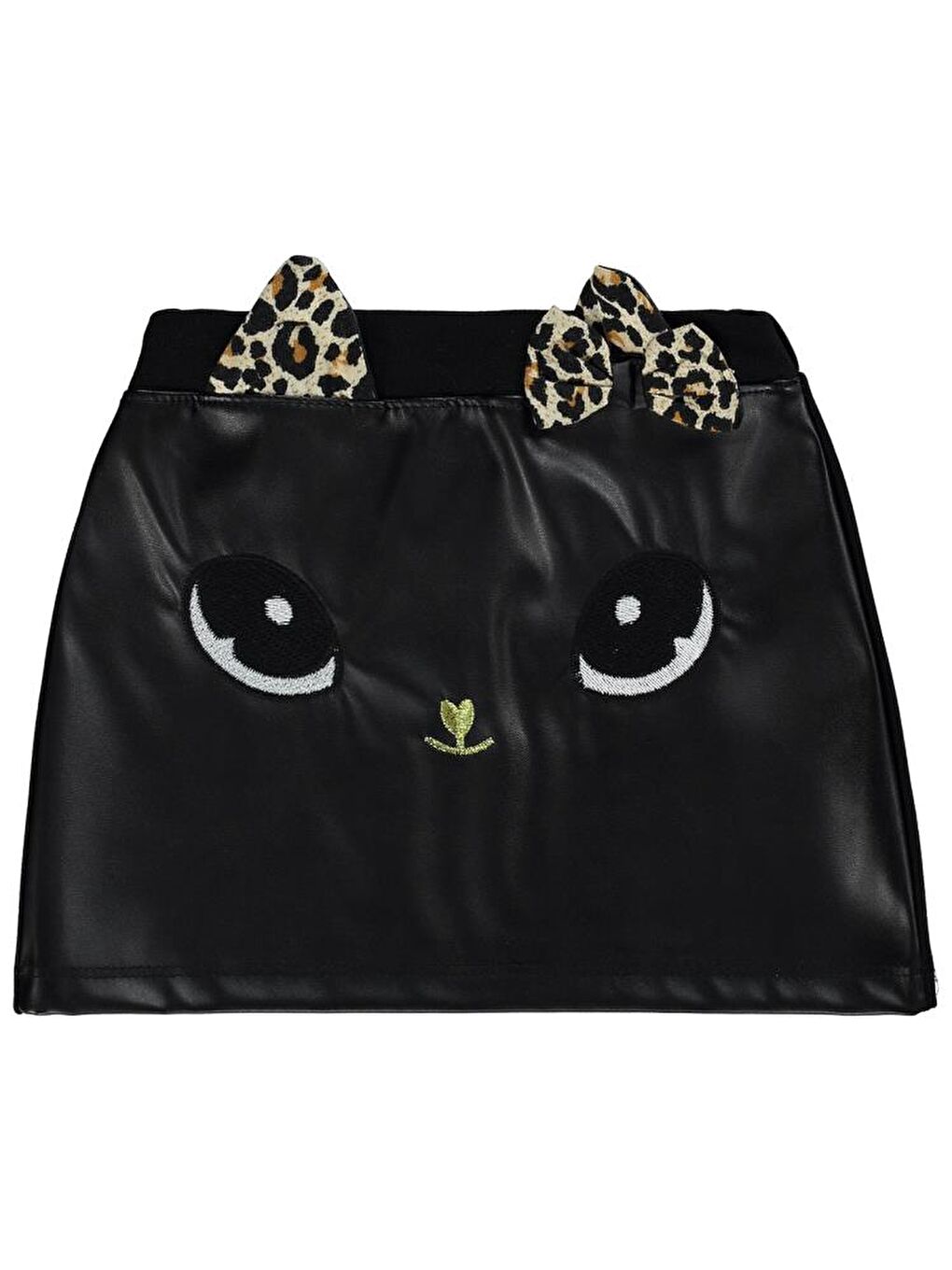 Siyah Girls Kedi Nakışlı 2-5 Yaş Etek-2