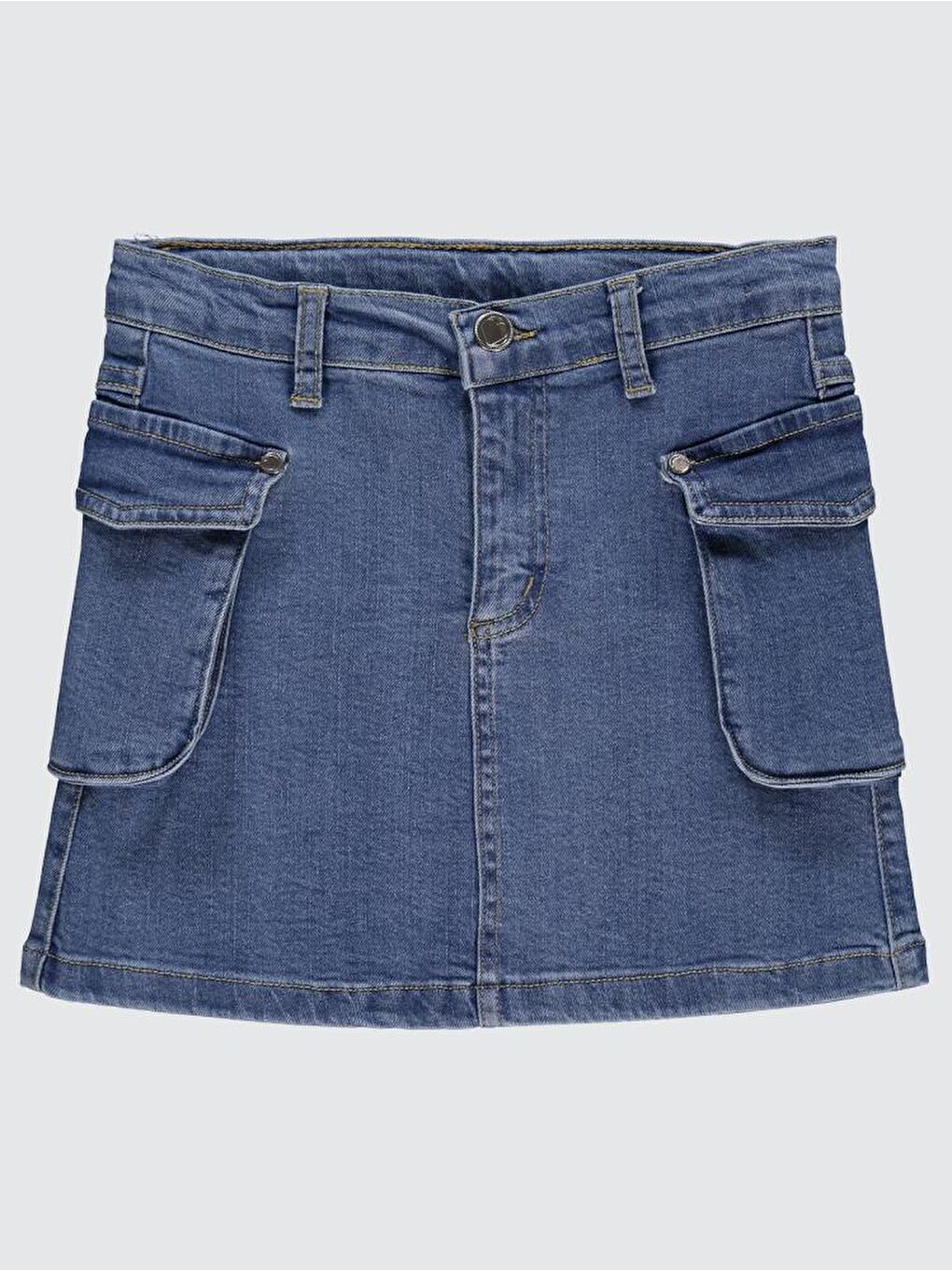 Mavi Girls Kargo Cepli 6-9 Yaş Etek