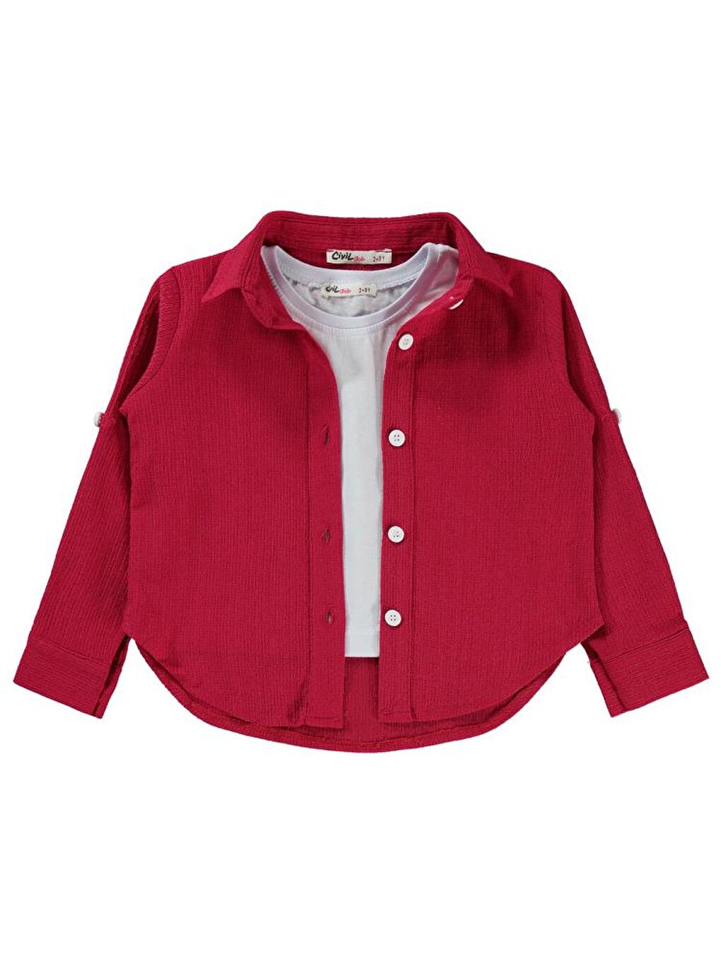 Fuşya Girls Bürümcük 2-5 Yaş Gömlek-1