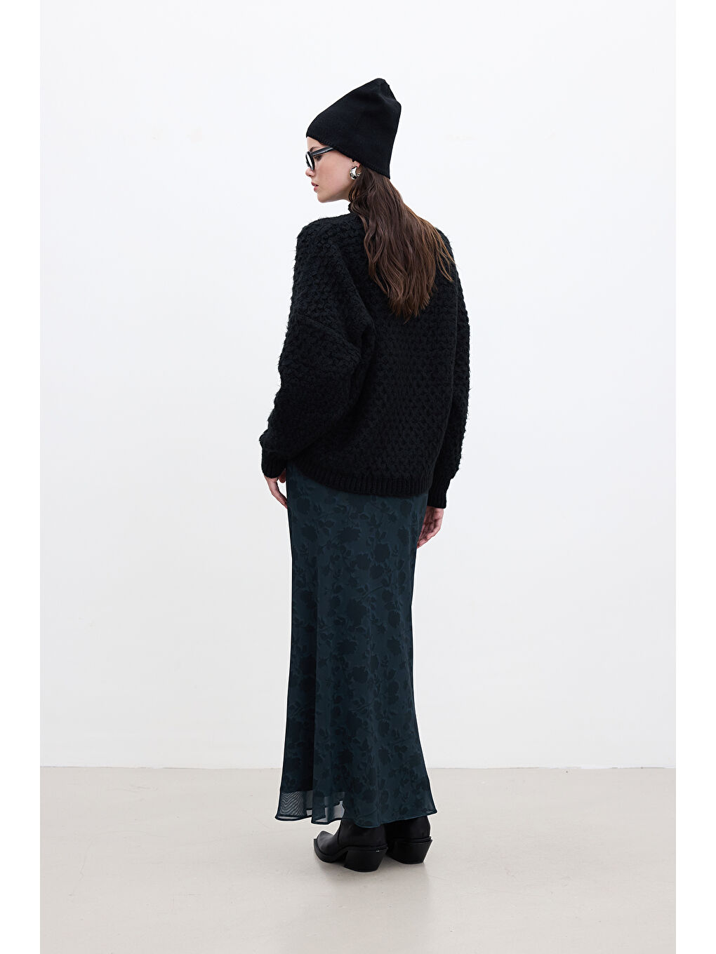 Karışık Desenli Tül Midi Boy Etek Aster-7