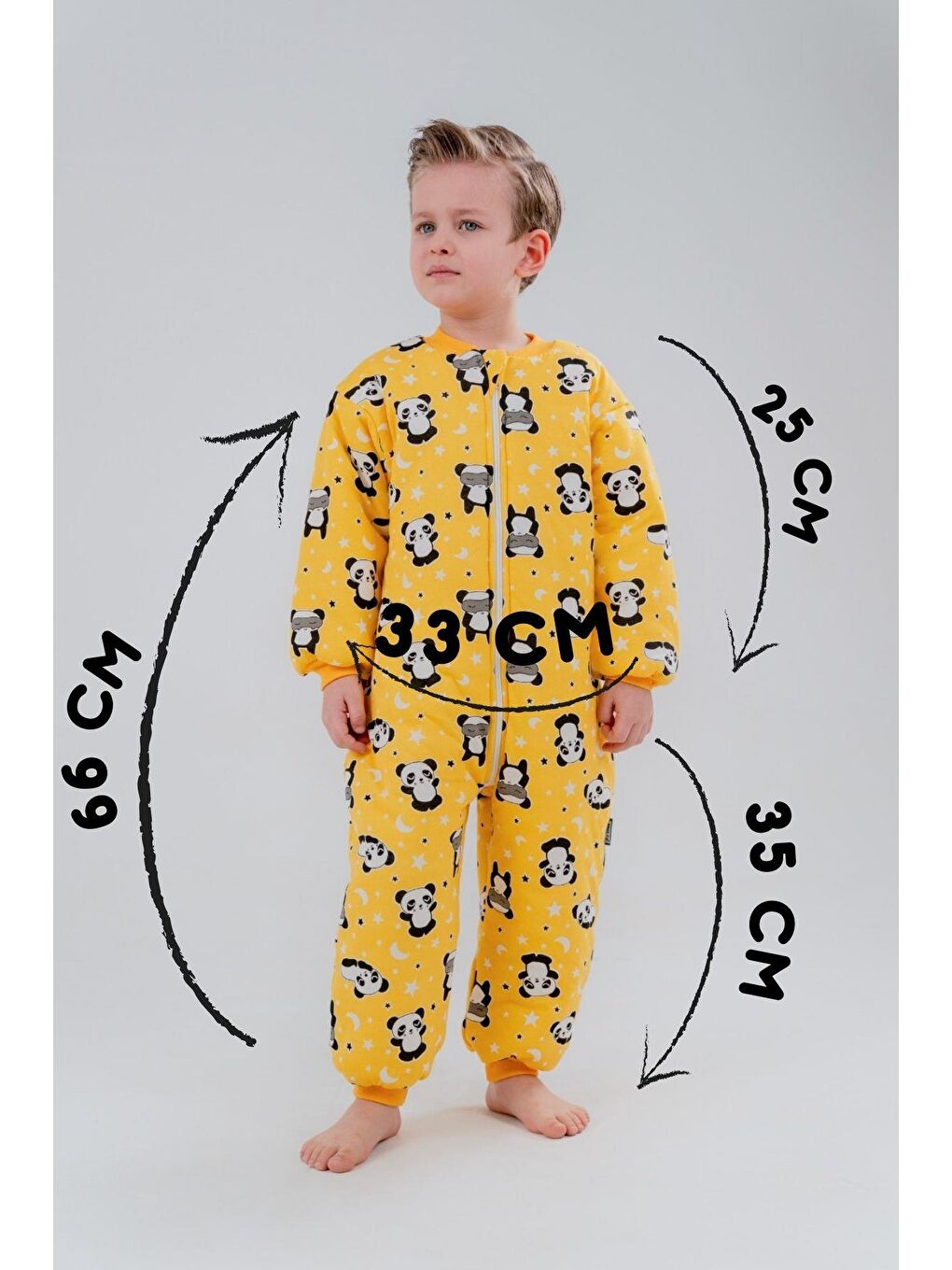 Sarı Erkek Bebek 2.5 Tog Desenli Uyku Tulumu 2 Yaş