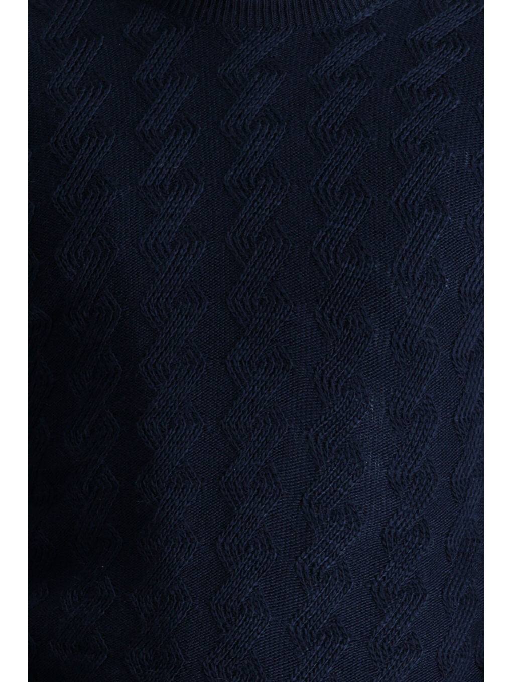 Lacivert Bisiklet Yaka Slim Fit Dar Kesim Desenli Triko Kazak-5