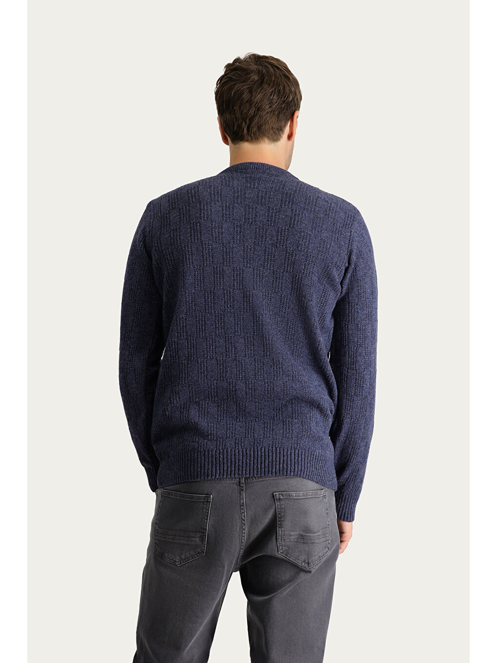 Mavi Bisiklet Yaka Regular Fit Yünlü Desenli Triko Kazak-3