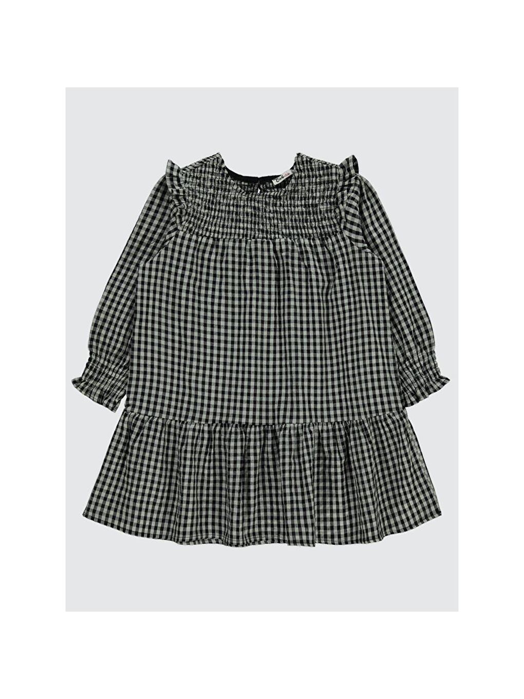 Gri Girls Ekose Desenli 10-13 Yaş Elbise