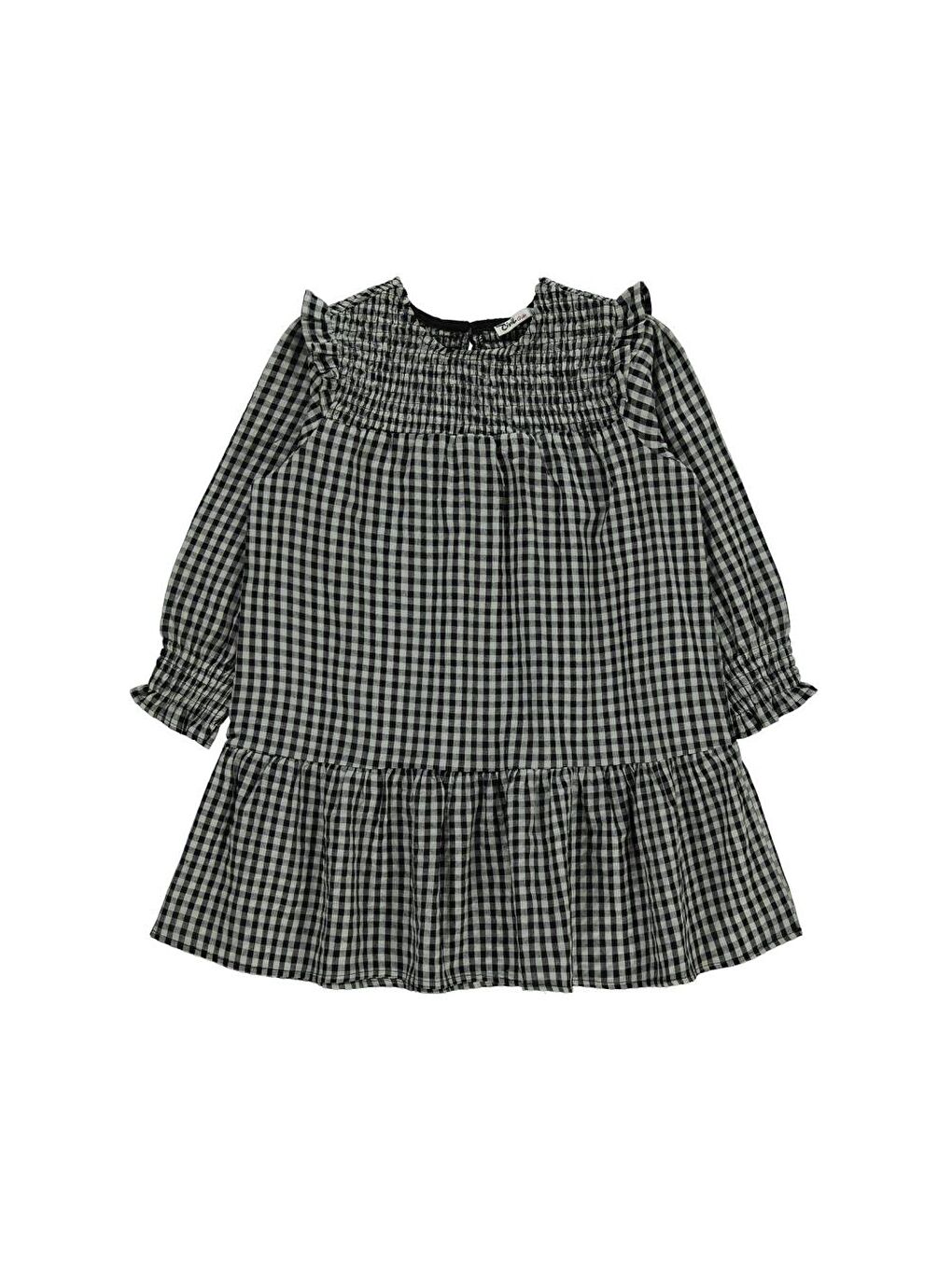 Gri Girls Ekose Desenli 10-13 Yaş Elbise-1