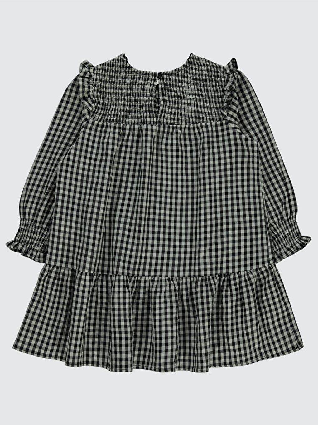 Gri Girls Ekose Desenli 10-13 Yaş Elbise-6