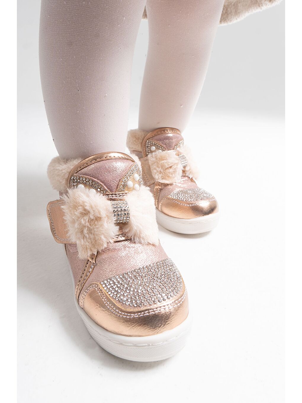 Sarı Kız Çocuk Bronz Suni Deri Anatomik Taşlı Günlük Bot-3