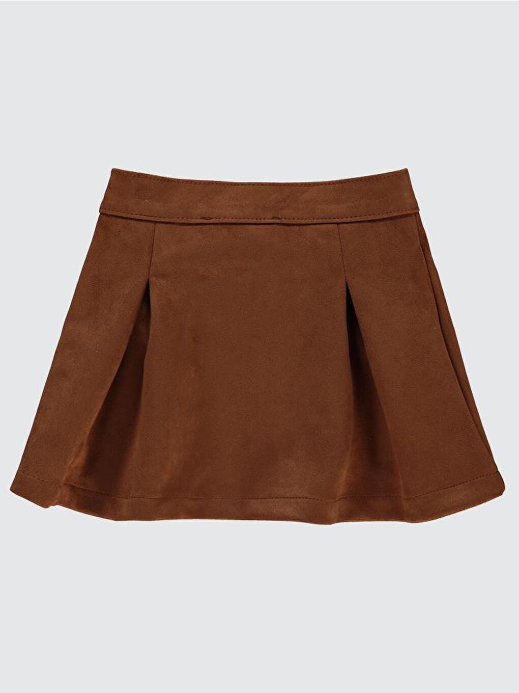 Kahverengi Girls Önü Düğmeli 2-5 Yaş Etek-1