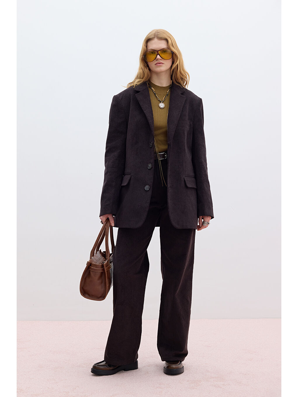 Kahverengi Fitilli Kadife Straıght Fit Pantolon Acı Kahve-3