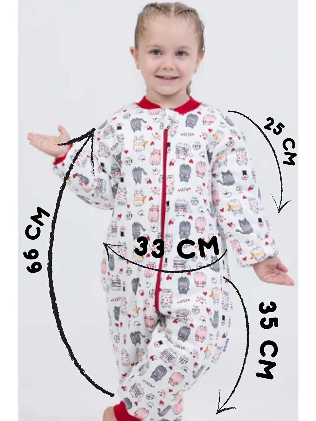 Kırmızı Kız Bebek 2.5 Tog Desenli Uyku Tulumu 2 Yaş