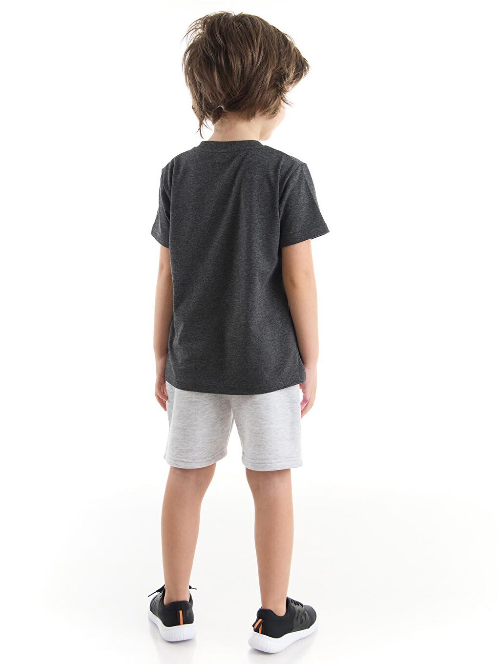 Ready Erkek Çocuk Koyu Gri Gri Şort Takım-1
