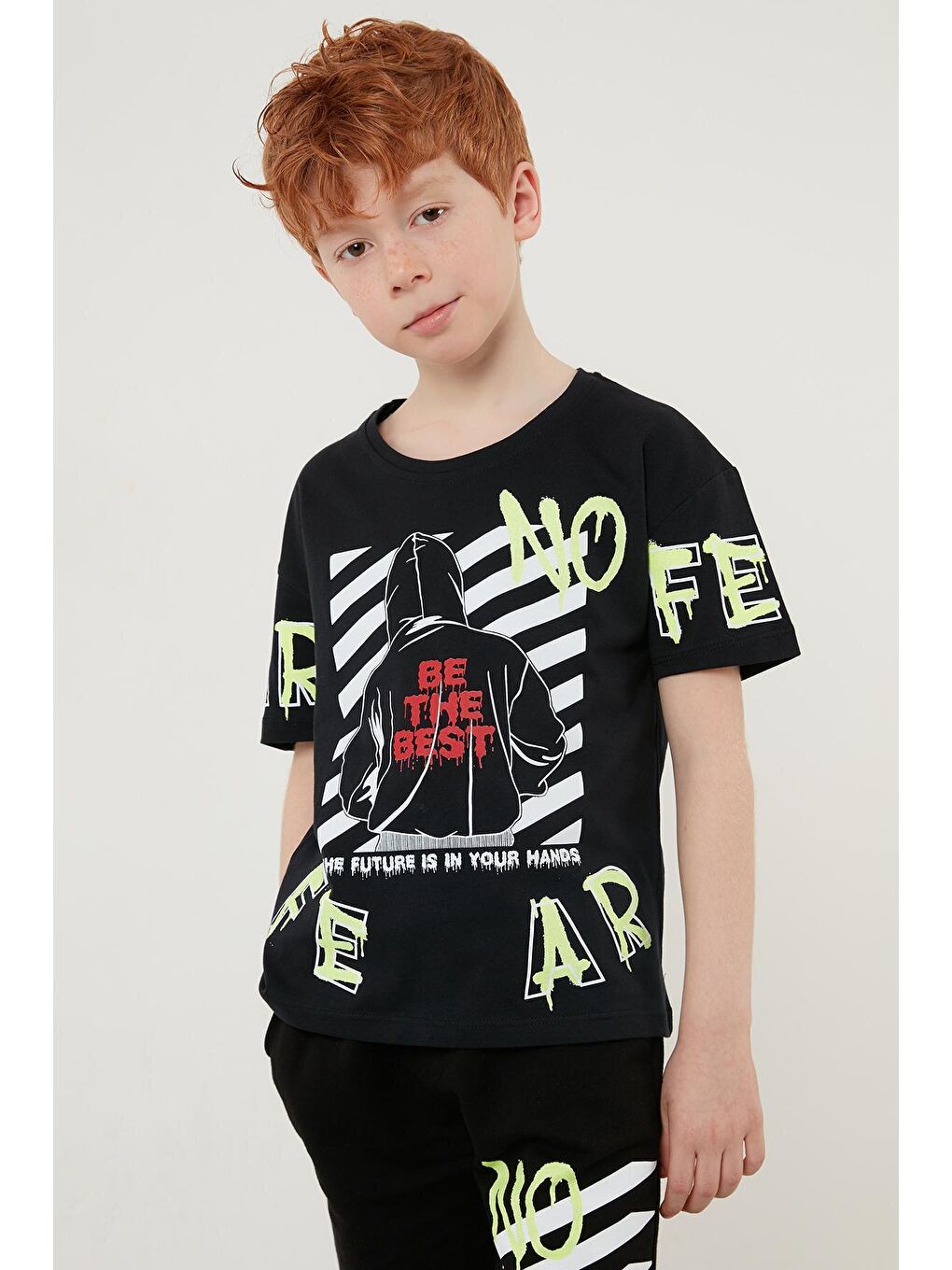 Siyah % 100 Pamuk Baskılı Bisiklet Yaka 2'li Takım 59213401-2