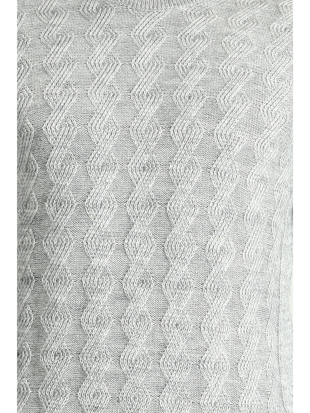 Gri Bisiklet Yaka Slim Fit Dar Kesim Desenli Triko Kazak-4