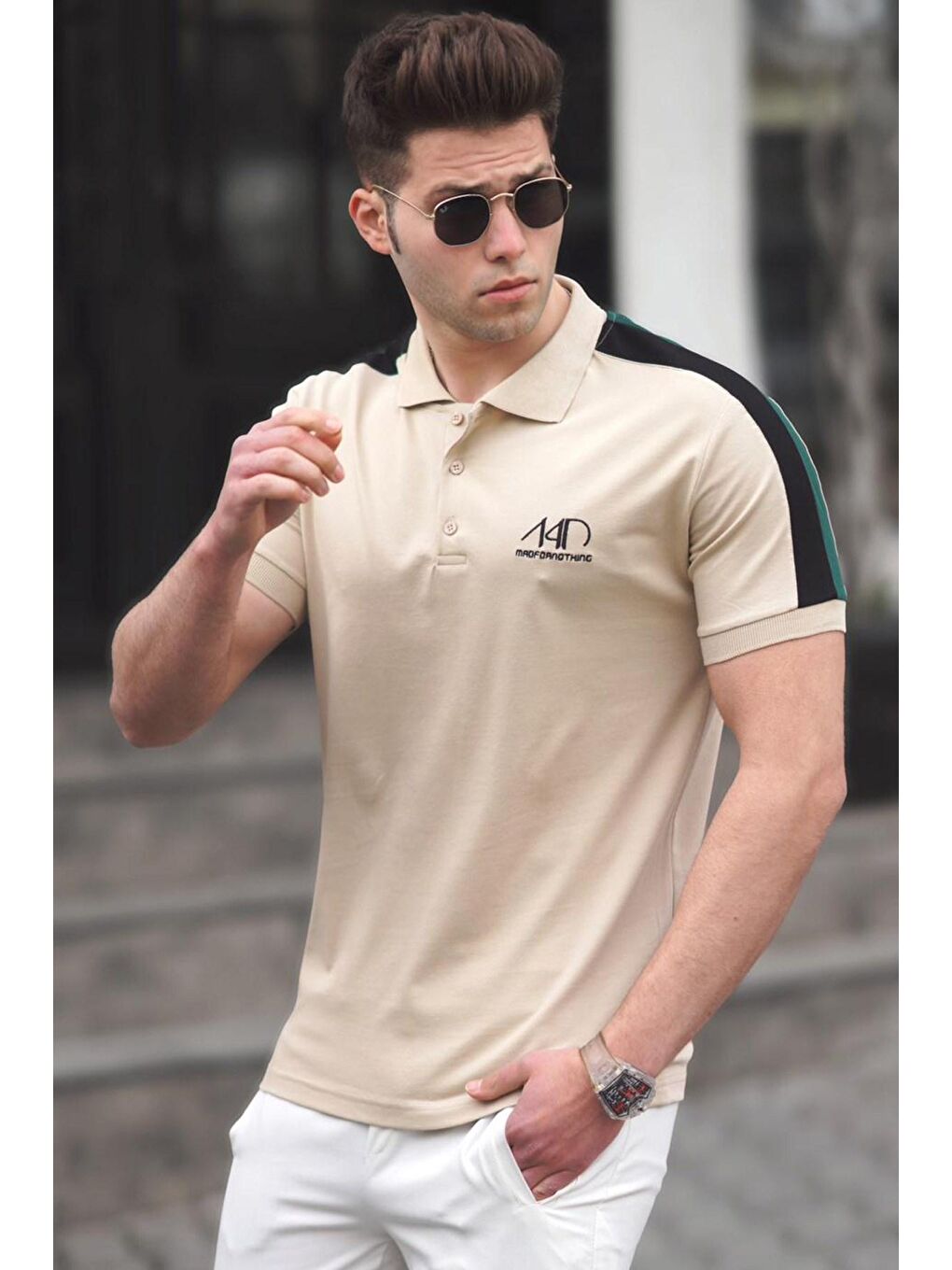 Bej Polo Yaka Erkek Tişört 5215