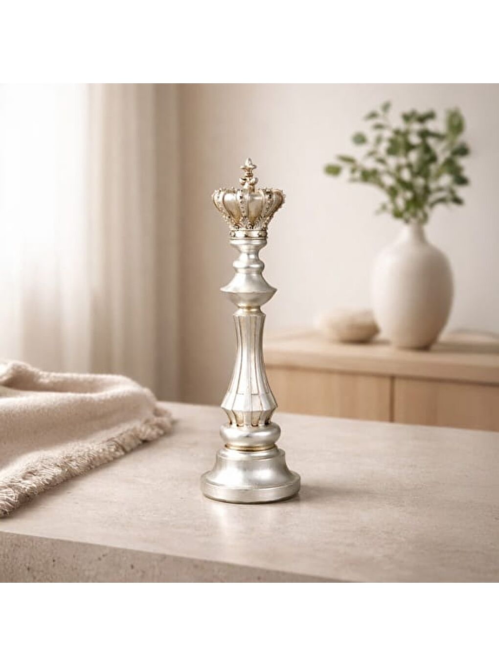 Gri Deco Şah Dekor - Gümüş - 40 cm