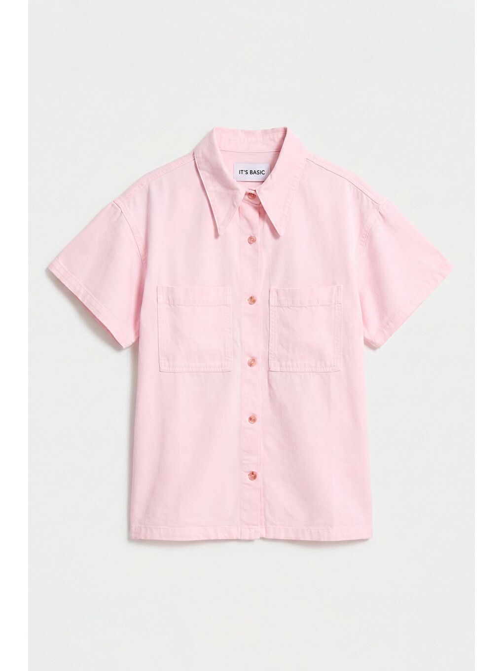 Kadın Light Pembe 6s6-98 Oversize %100 Pamuk Pamuk Denim Gömlek