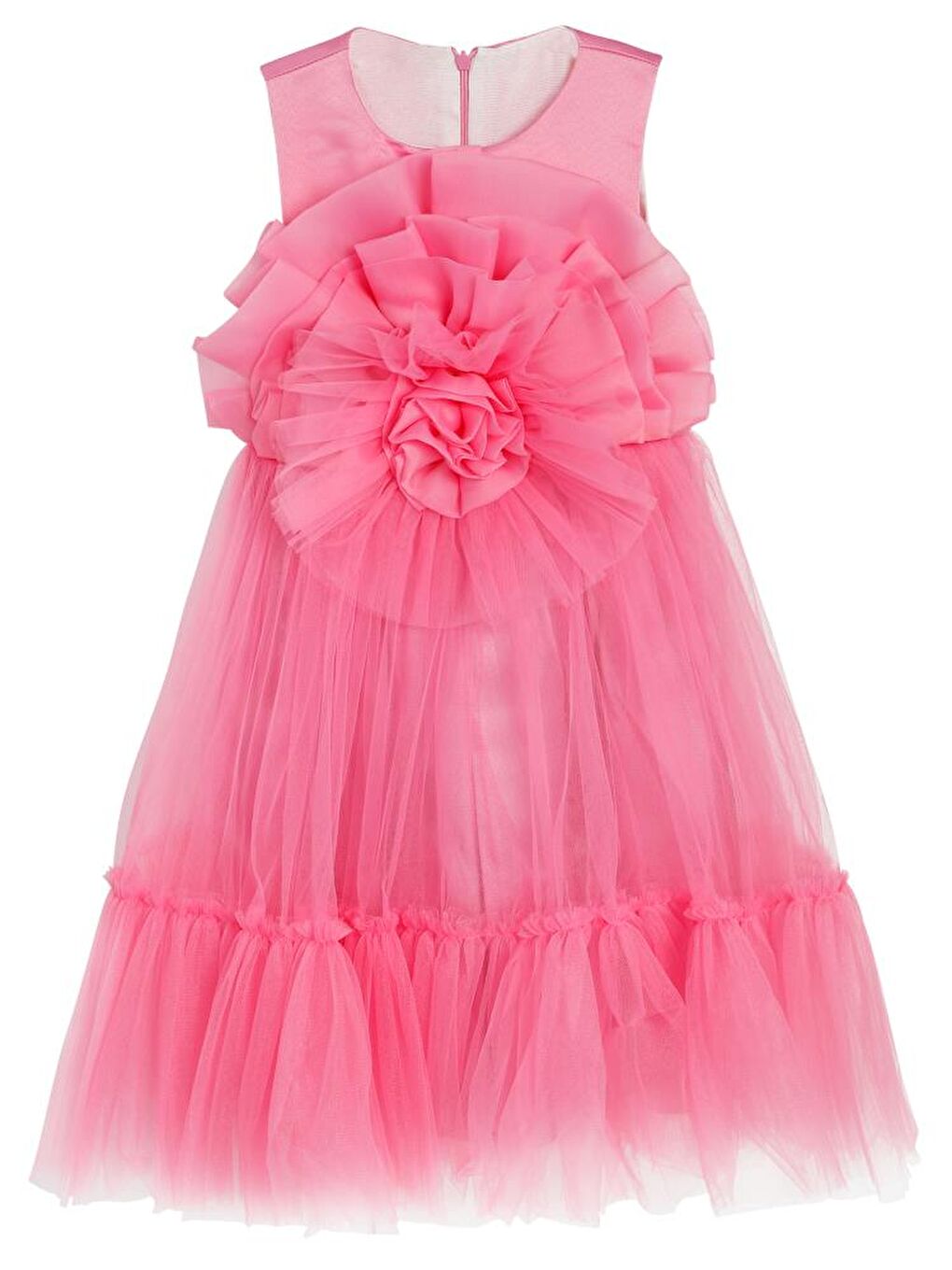 Pembe Girls Roba Çiçekli 6-14 Yaş Abiye