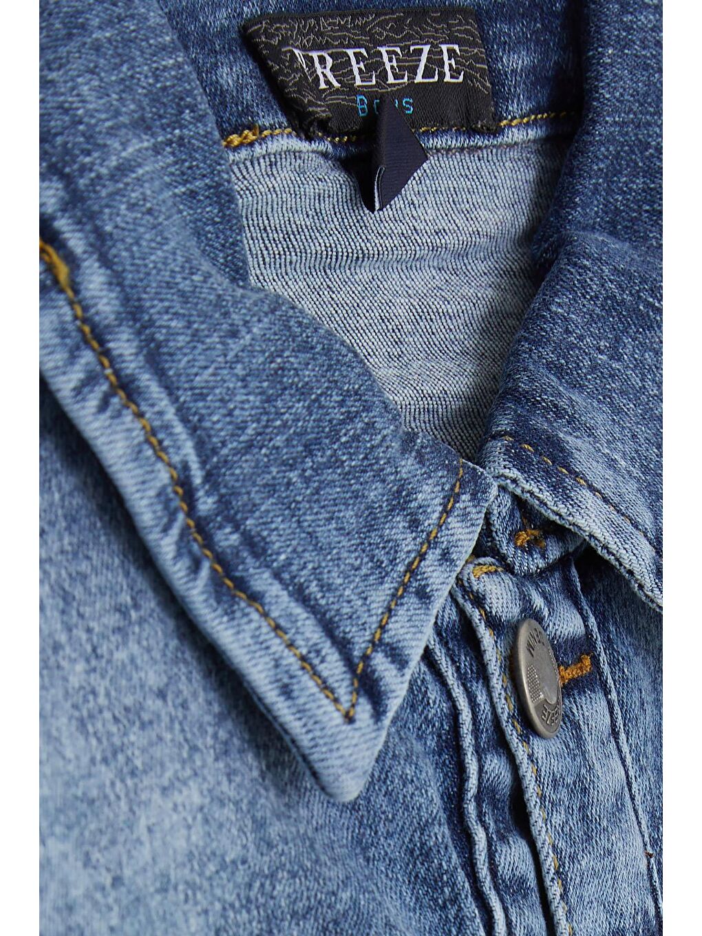 Erkek Çocuk Denim Ceket Cepli Düğmeli Mavi (8-14 Yaş)-2