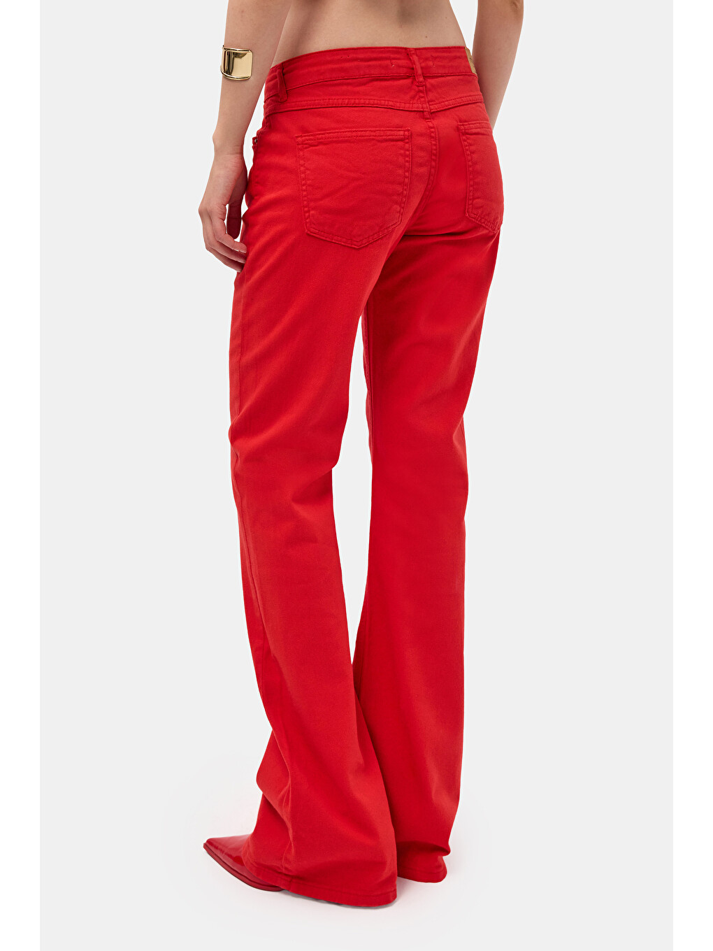 Kadın Kırmızı 6s6-19 Mid Rise Flare Fit Denim Jean-1