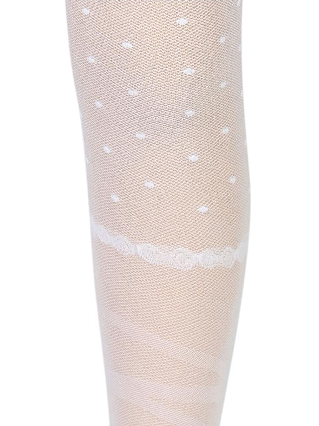 Beyaz Girls File Puan Ve Çizgili 2-12 Yaş Külotlu Çorap-1