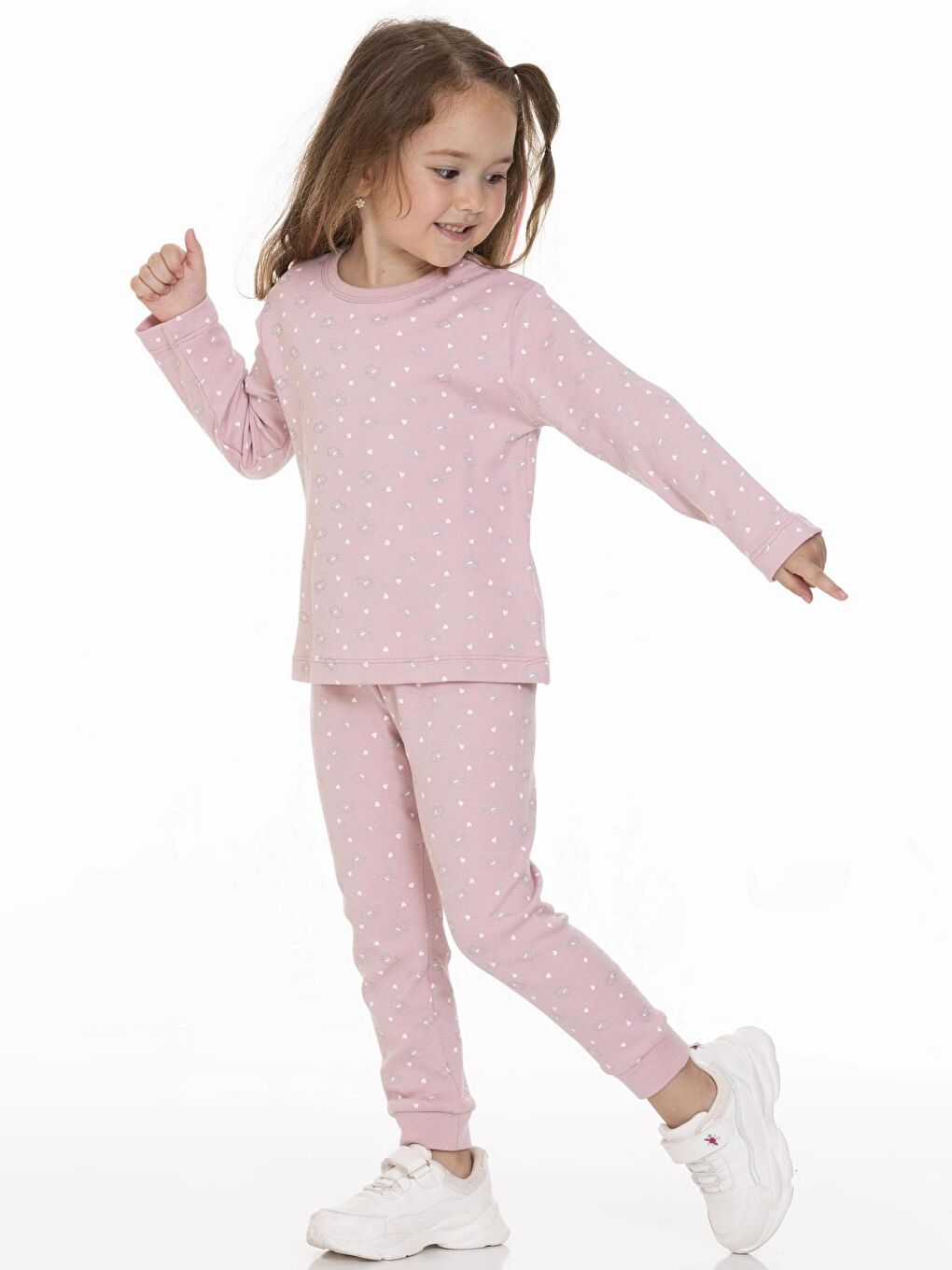 Pembe Desenli Kız Bebek Pijama Takımı 54312-1