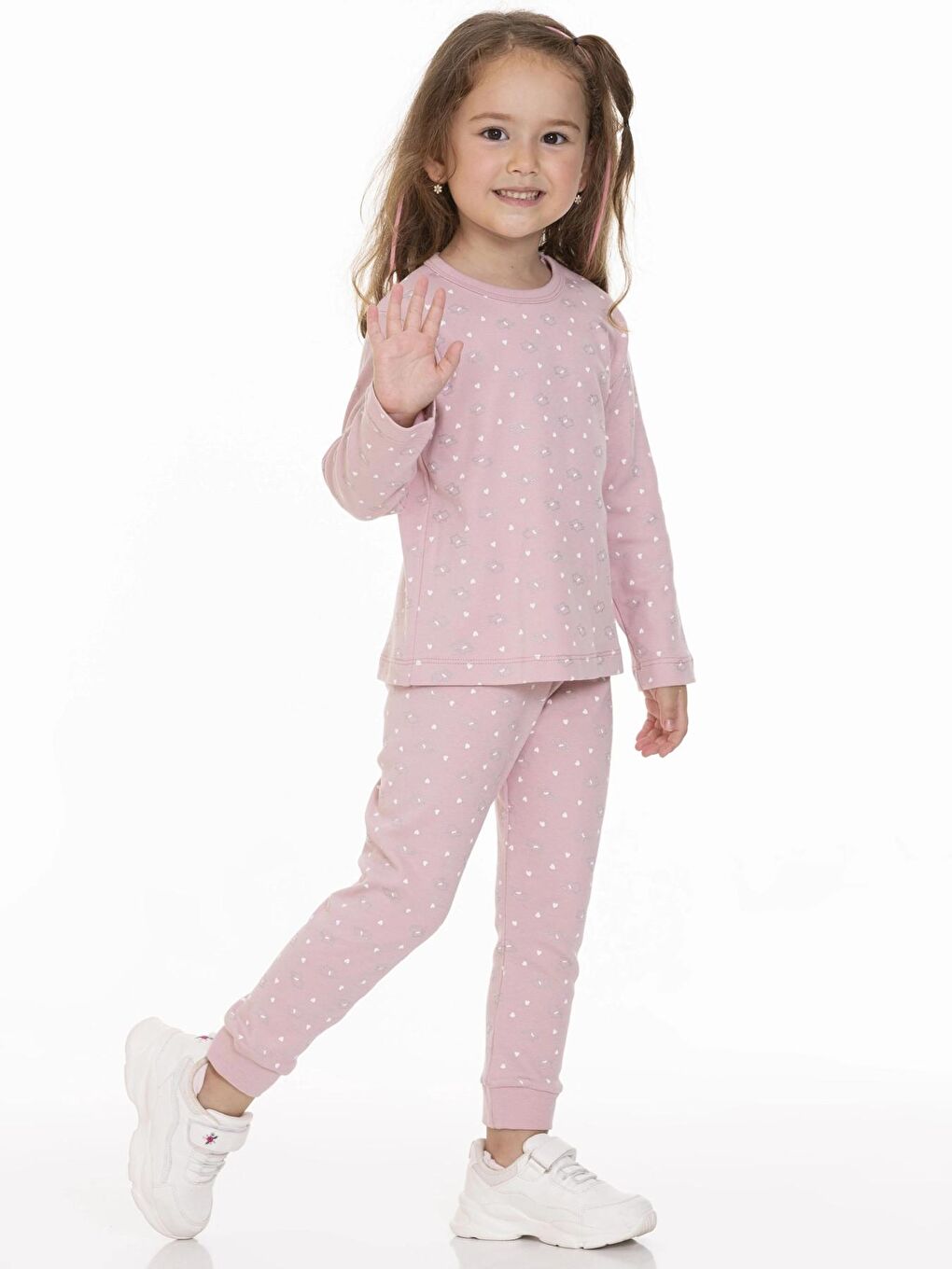 Pembe Desenli Kız Bebek Pijama Takımı 54312-2
