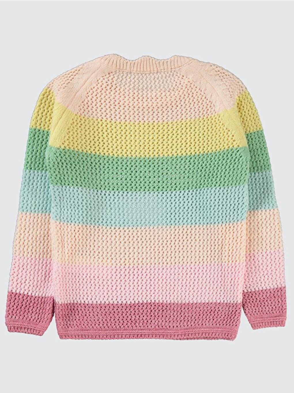 Pembe Girls Renkli Çizgili 6-9 Yaş Kazak-1