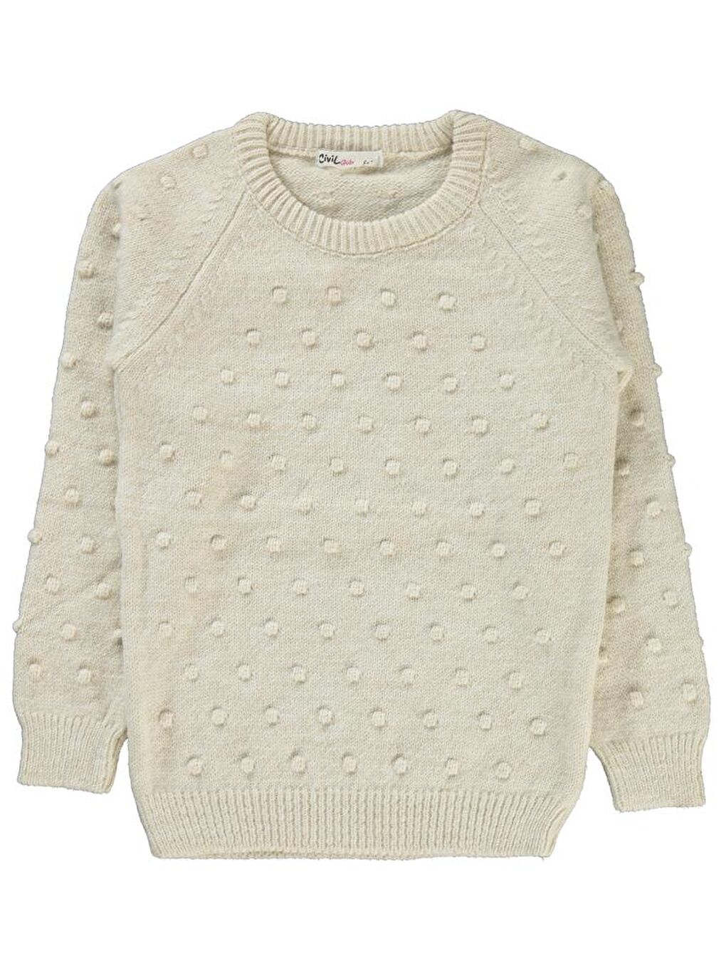 Bej Girls Nohut Desenli 6-9 Yaş Kazak