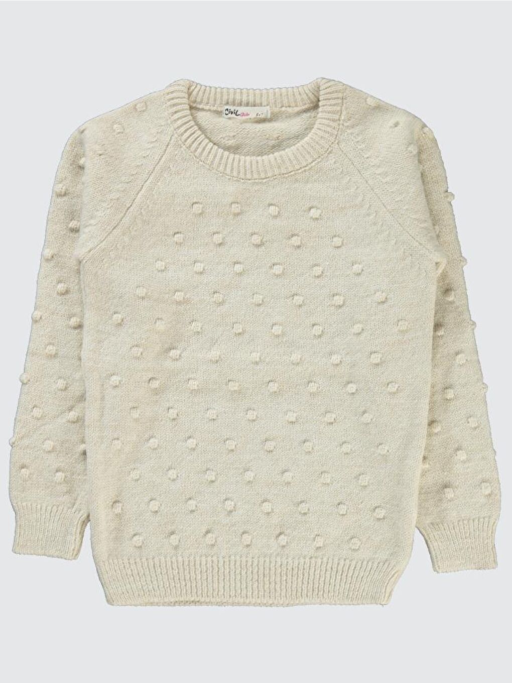 Bej Girls Nohut Desenli 6-9 Yaş Kazak-2