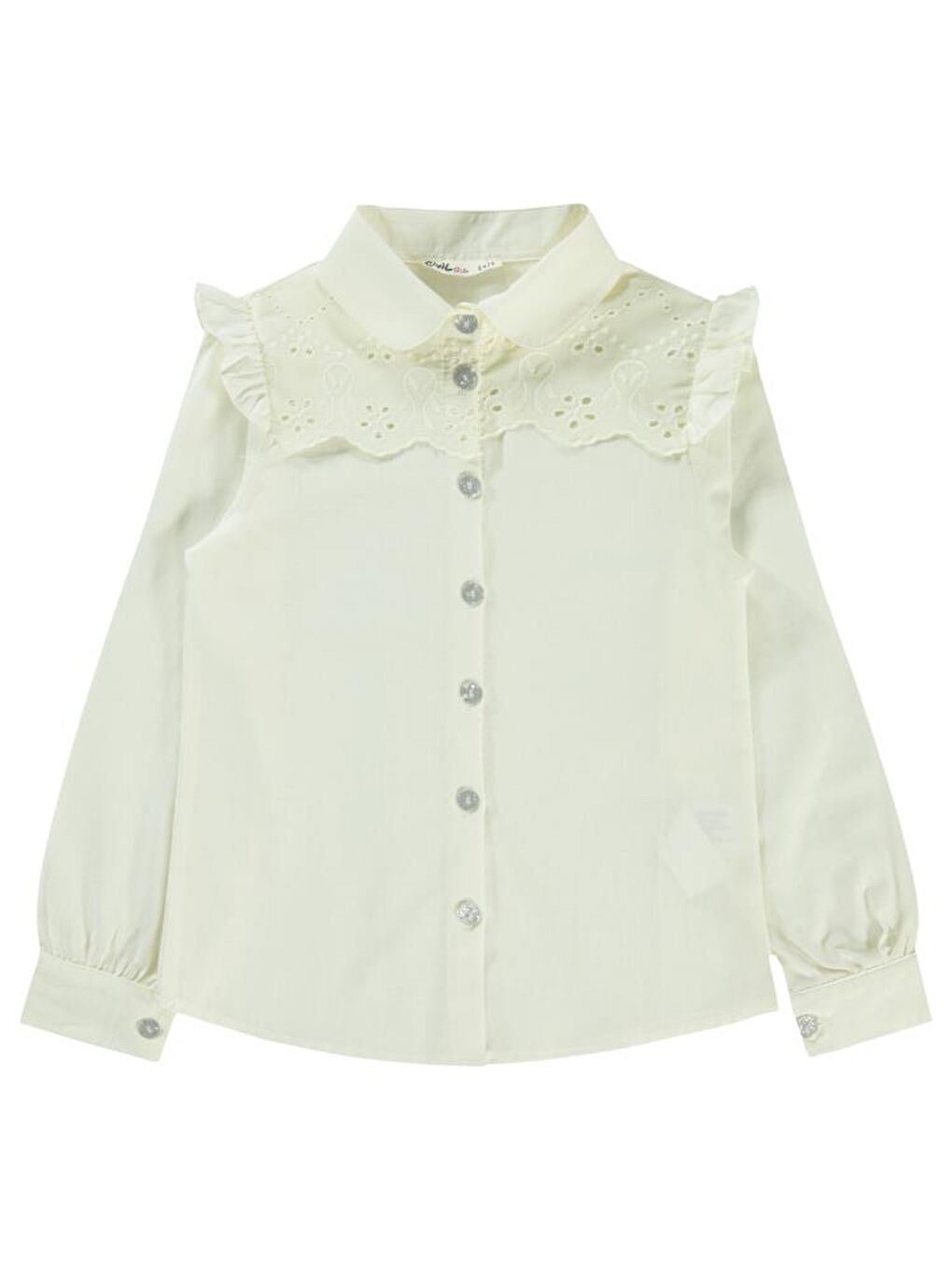 Ekru Girls Brodeli 6-9 Yaş Gömlek