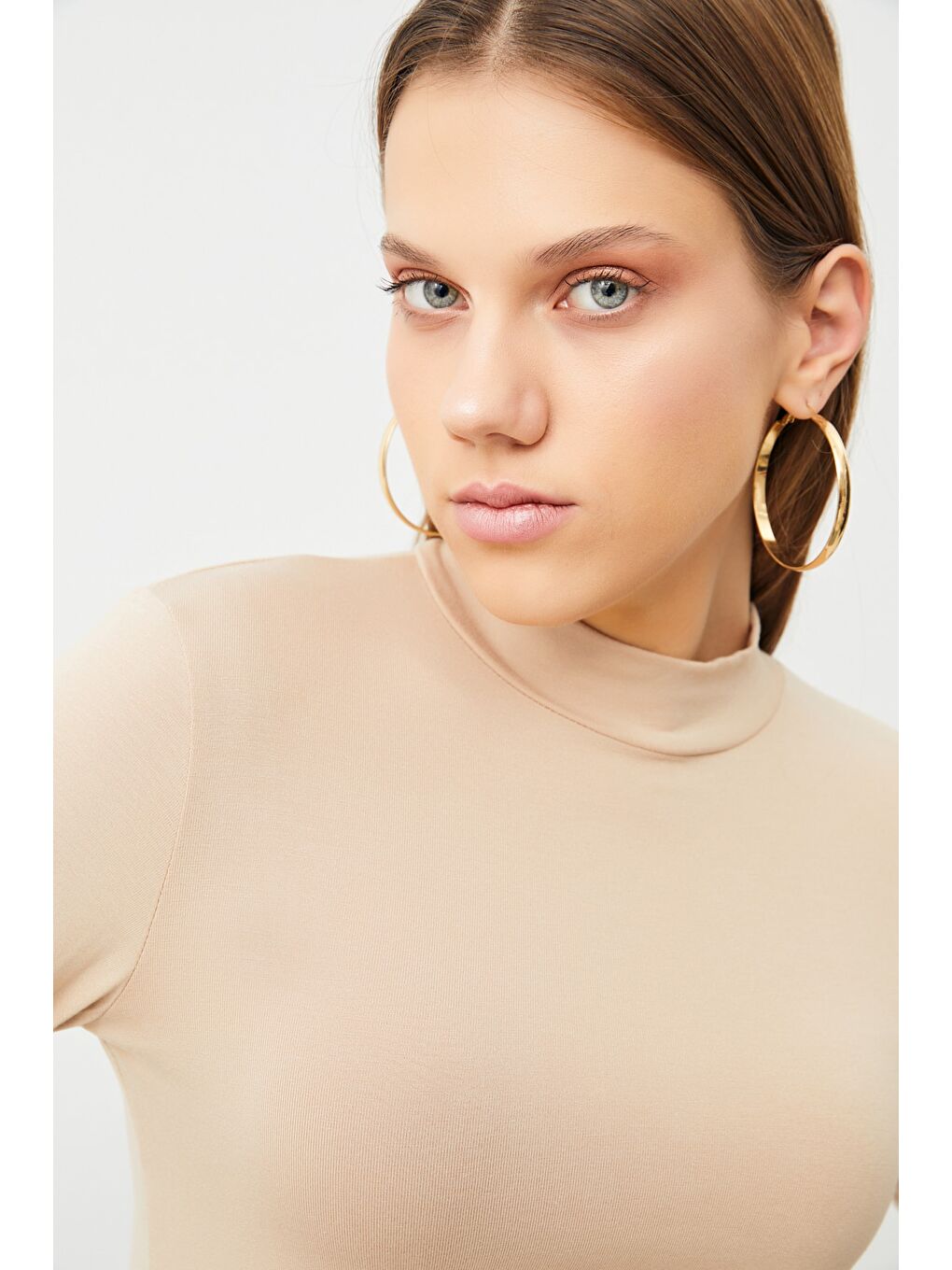 Bej Kadın Krem Gri 2'li Parmak Detaylı Body-2