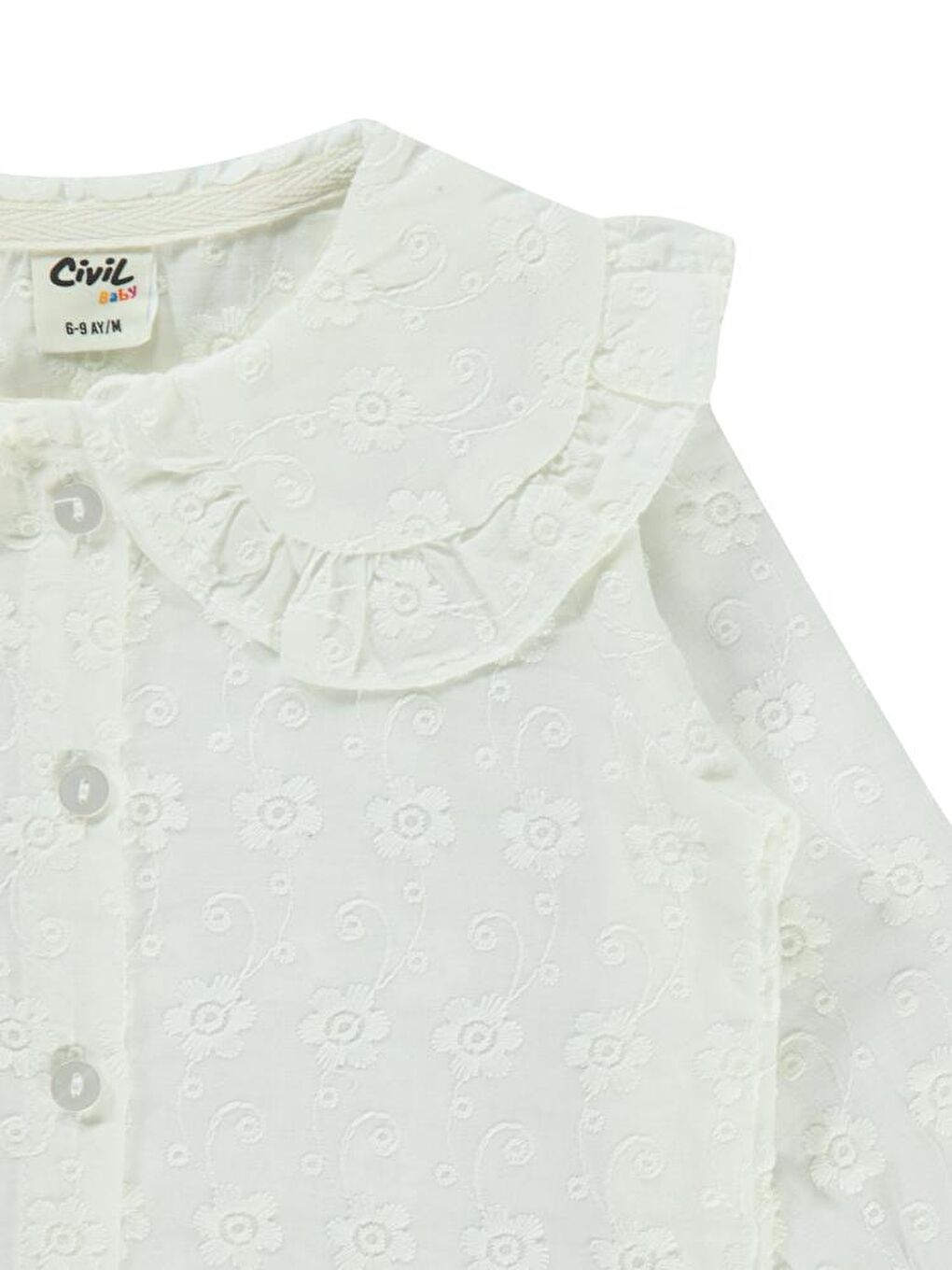Beyaz Baby Bebe Yaka 6-18 Ay Gömlek