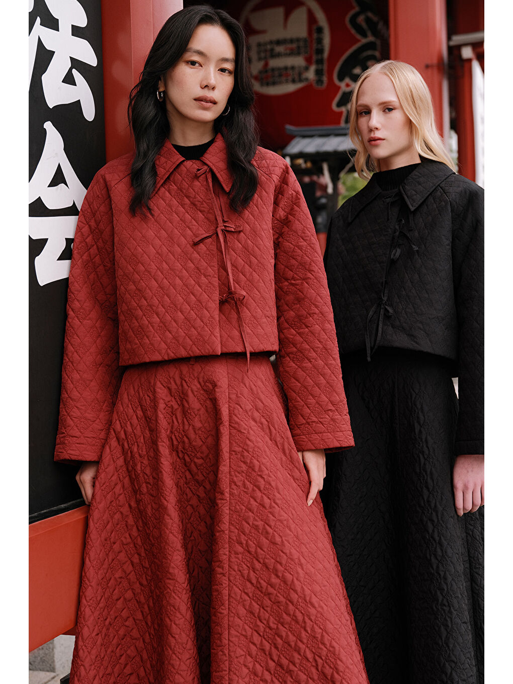 Kapitone Bağlamalı Kısa Ceket Bordo-2