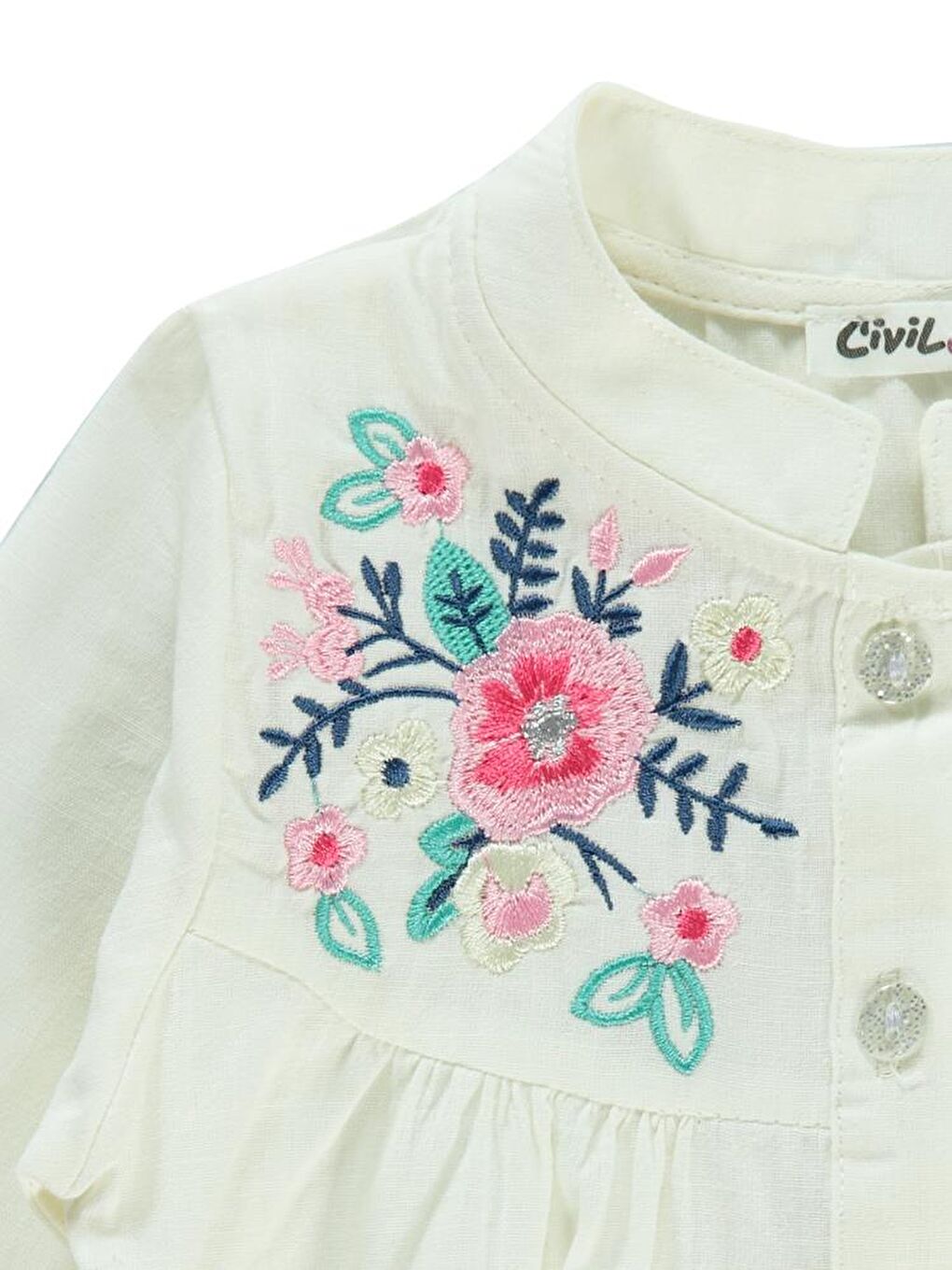 Ekru Girls Valon Kol 2-5 Yaş Gömlek-2