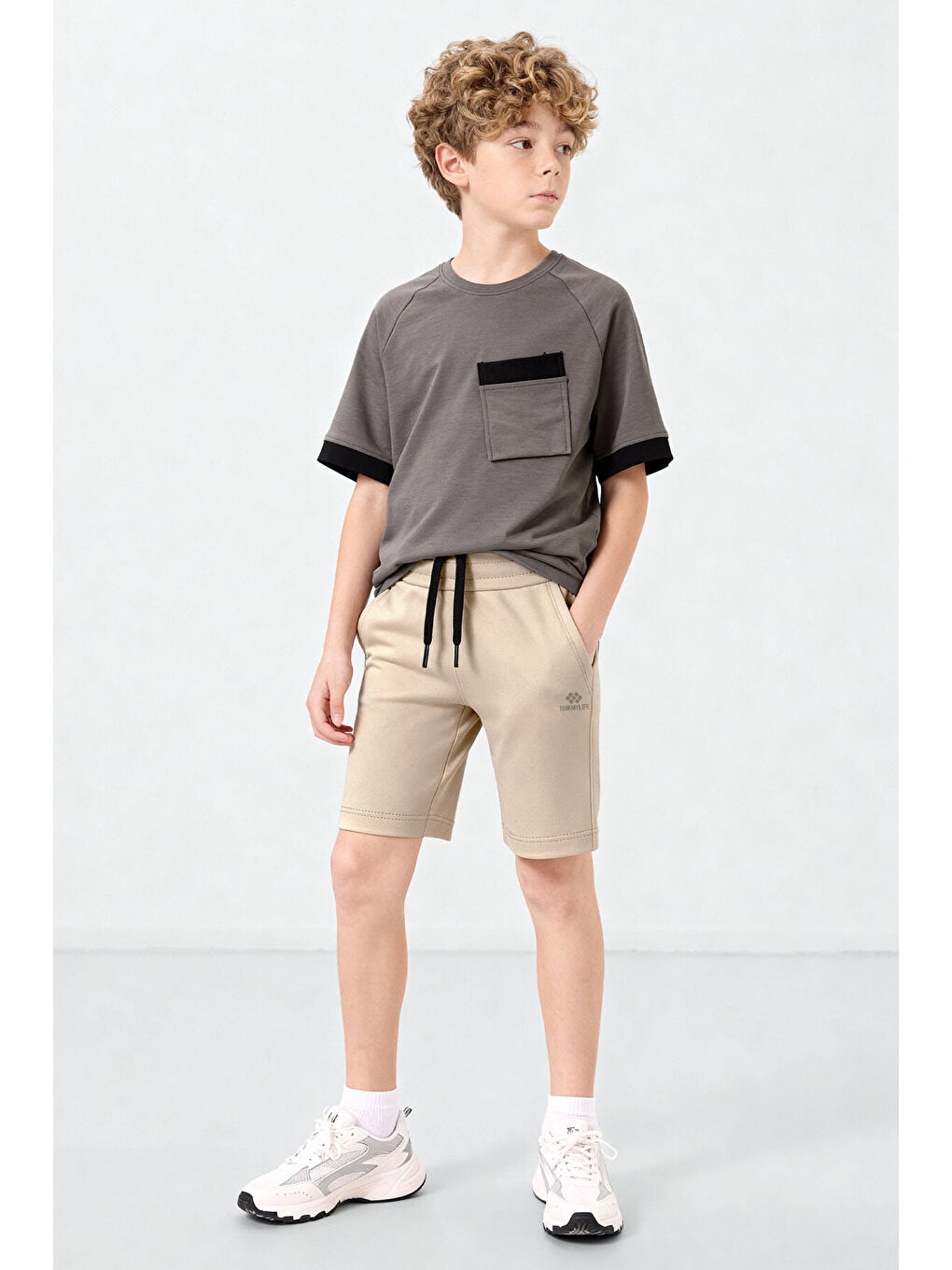 Bej Standart Fit Basic Performans Erkek Çocuk Şort - 11303-1