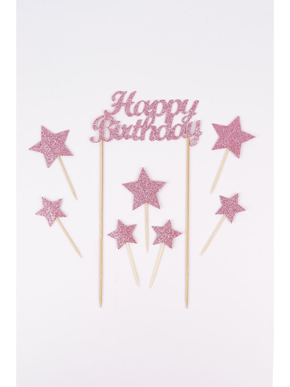 Sarı Altın Happy Birthday Yıldız Pasta Süsü