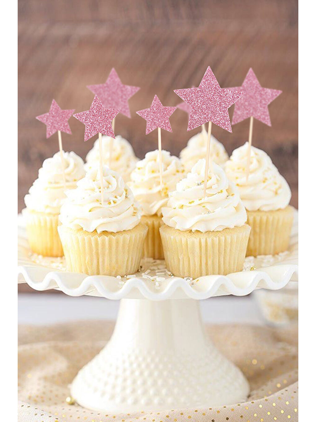 Sarı Altın Happy Birthday Yıldız Pasta Süsü-1