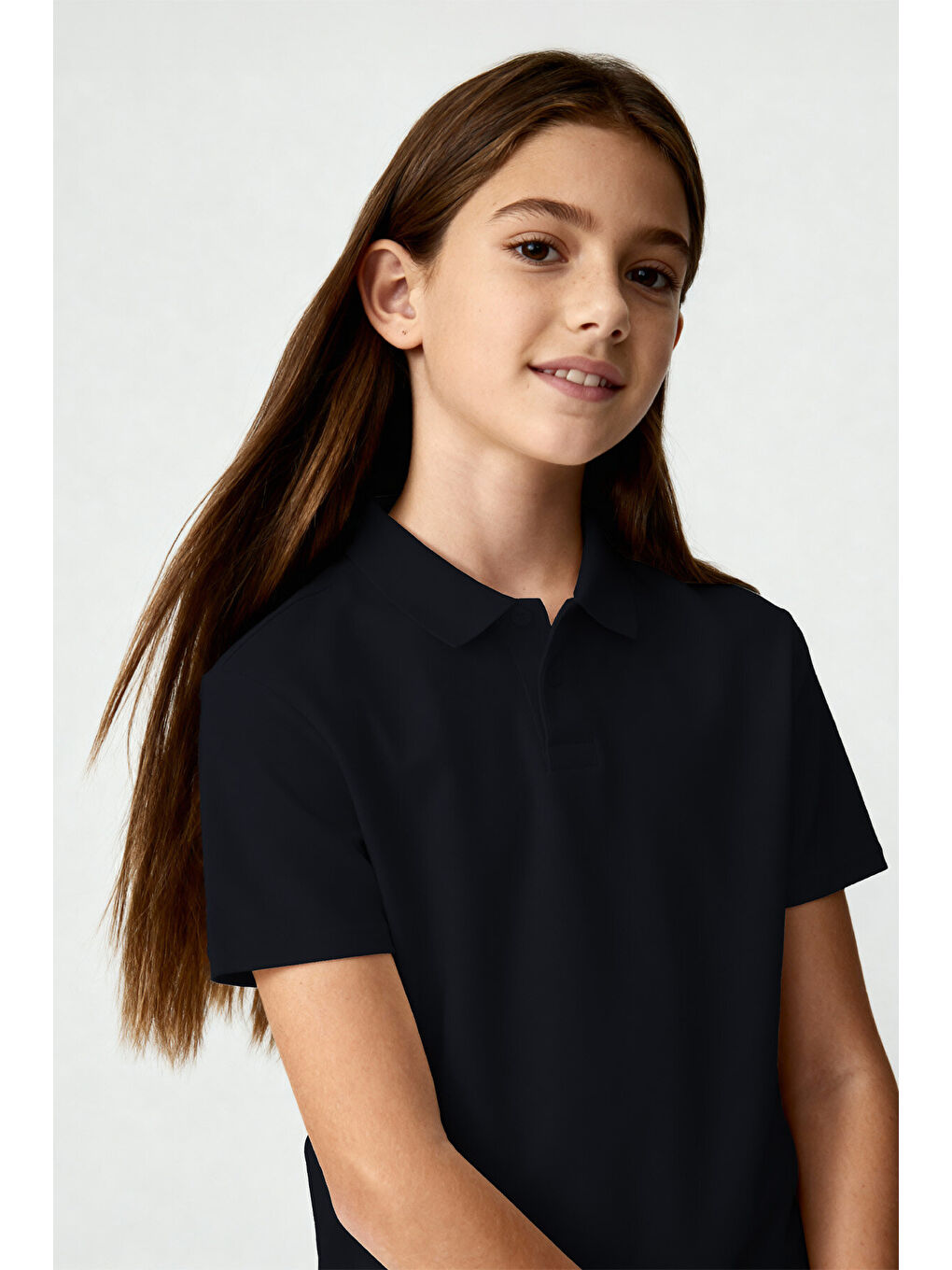 Lacivert Polo Yaka Standart Fit Basic Unisex T-Shirt - 11330-1