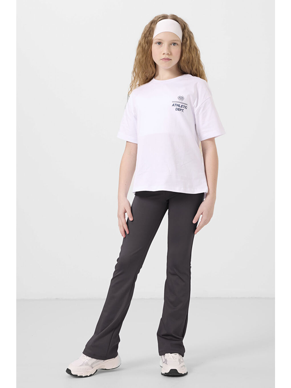 Antrasit Esnek Standart Fit Basic Performans İspanyol Paça Kız Çocuk Tayt - 75193