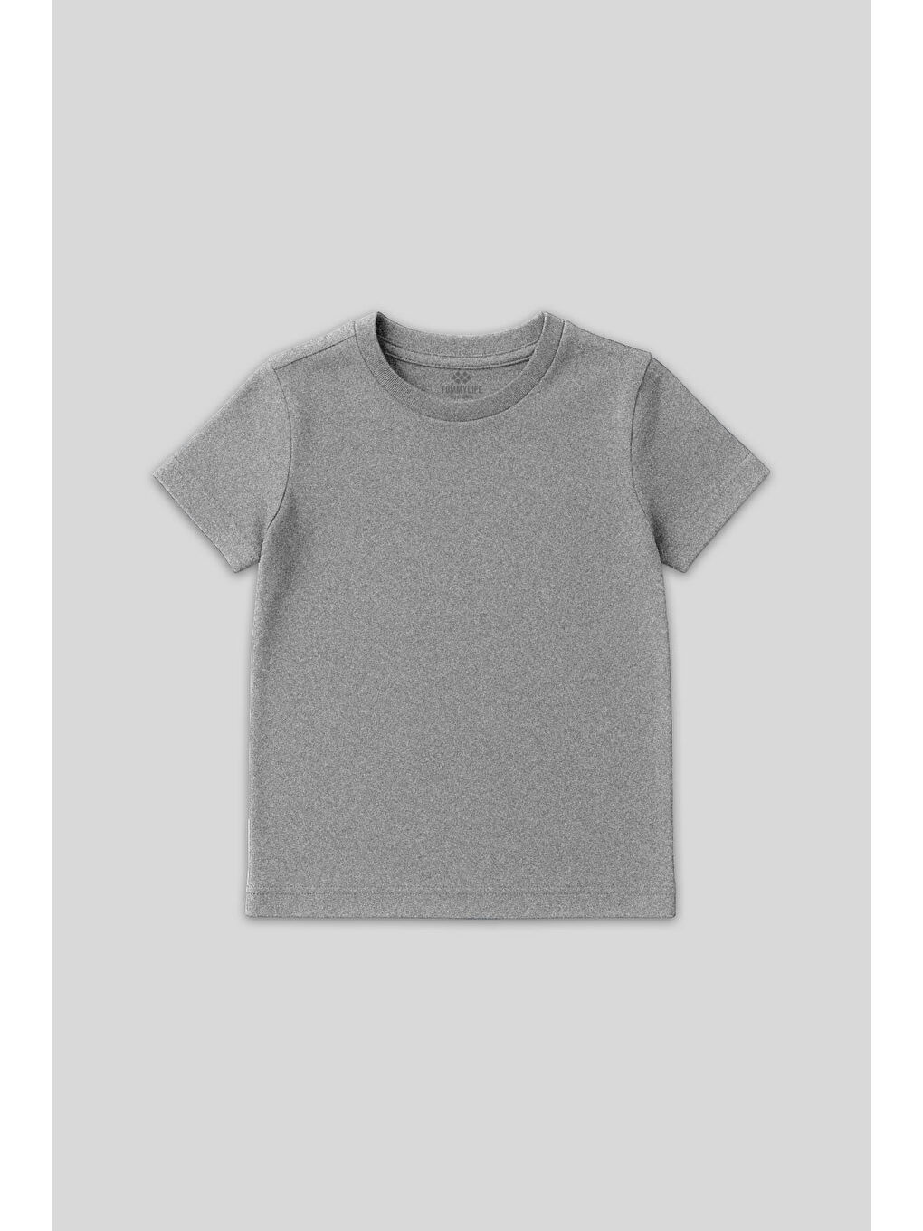 Gri Melanj O Yaka Standart Fit Basic Unisex Çocuk T-Shirt - 11328