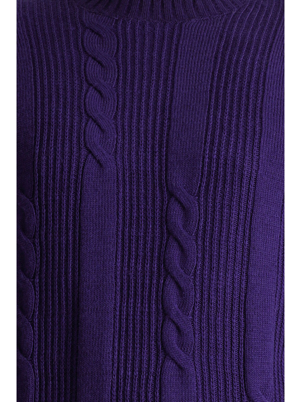 Mor Bisiklet Yaka Slim Fit Dar Kesim Desenli Triko Büyük Beden Kazak-5