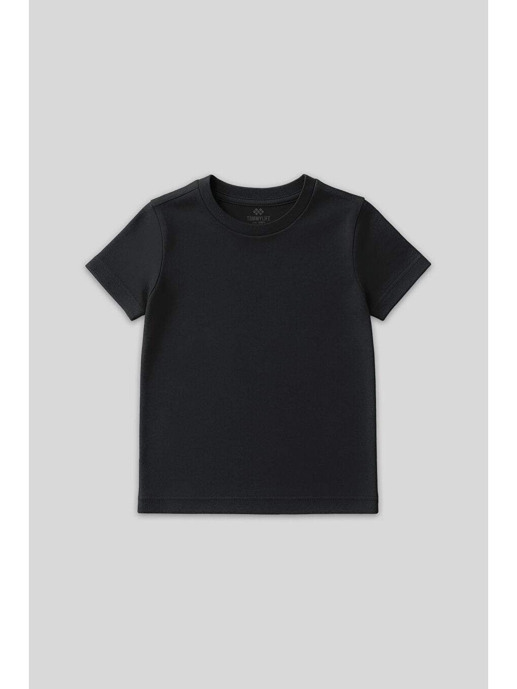 Antrasit O Yaka Standart Fit Basic Unisex Çocuk T-Shirt - 11328