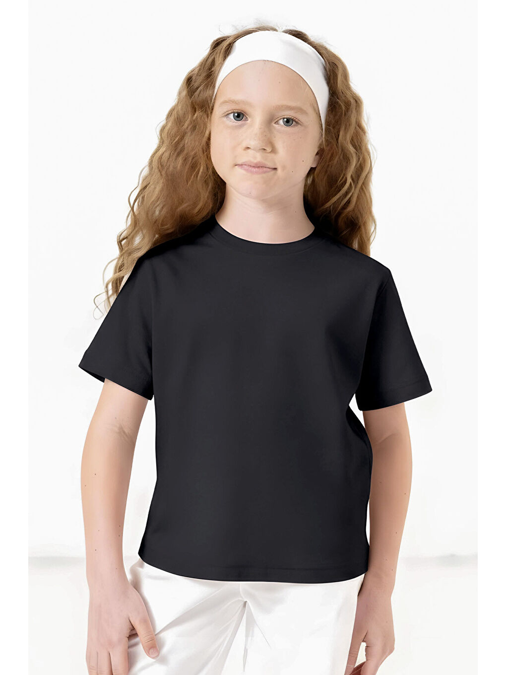 Antrasit O Yaka Standart Fit Basic Unisex Çocuk T-Shirt - 11328-2